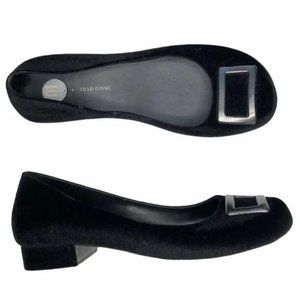 Melissa + Thais Losso Flats Women's 8 8.5 9 40 Black Severine Velvet Buckle
